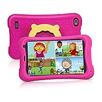 Kids Tablet, Tablet for Kids Ages 2-5, 7 Inch IPS FHD Display 1024 X 600, Android 12 Toddler Tablets Ram 2GB and 32GB Storage, Learning and Gaming,Dual Cameras, Kid-Proof Case Pink