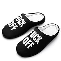 Fuck-Off Men's Home Slippers Warm House Shoes Anti-Skid Rubber Sole for Home Spa Travel