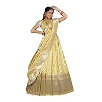 Indian Banarasi Silk Traditional Zari Butti Stitched lehenga choli Dupatta GJ