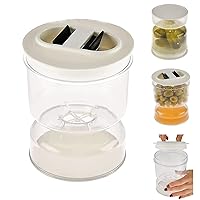 Pickle Olive Hourglass Jar Pickle Juice Wet and Dry Separator Food Container with Strainer Flip Airtight Lid