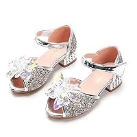 High Heels Sandals Dress Shoes Wedge Performance Sequin Glitter Princess Sandals Dress Crystal High Shoes for Girls