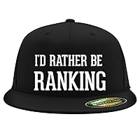 I'd Rather Be Ranking - Flexfit 6210 Structured Flat Bill Fitted Hat | Baseball Cap for Men and Women | Snapback Closure