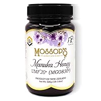 PRI Mossop's Manuka Honey UMF 20+/MGO 830+, 1.1LB, New Zealand Raw Monofloral Manuka Honey (500g/17.6oz)