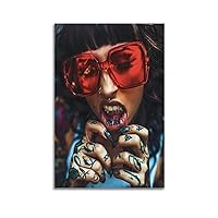 HDYDJS Amazing Girl Tattoo Red Sunglasses Aesthetic Poster Canvas Wall Art Prints for Wall Decor Room Decor Bedroom Decor Gifts 20x30inch(50x75cm) Unframe-style