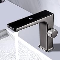 Temperature Display Bathroom Sink Faucet, Bathroom Faucets for Sink 1 Hole, Bathroom Faucet with Built-in Automatic Hydropower Generation Device, No Battery is Needed, Faucet Econo