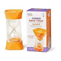 hand2mind Orange Jumbo Sand Timers, 5 Minute Sand Timer, Hourglass Sand Timer with Soft Rubber End Caps Offers Quiet Pausing, Classroom Sand Timers for Kids, Teeth Brushing and Game Timer (Set of 1)