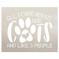 All I Care About are Cats Stencil by StudioR12 | DIY Pet Pawprint Home Decor | Craft & Paint Wood Sign | Reusable Mylar Template | Select Size (15 x 12 inch)