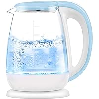 Kettles,Glass Kettle,Water Kettle with Illuminated Led,Bpa Free Cordless Water Boiler with Stainless Steel Inner Lid & Bottom,Fast Boil Auto-Off & Boil-Dry Protection,1.8L 1500W/Blue/a
