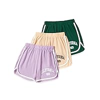 SHENHE Girl's 3 Piece Letter Graphic Elastic High Waisted Track Dolphin Shorts