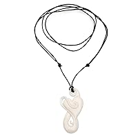 NOVICA Handcrafted Bone Heart shaped Adjustable Leather Cord Pendant Necklace from Bali 'Untouched Heart'