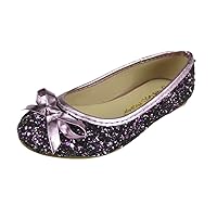 Wedding Party Girl's Glitter Sparkling Dress Shoes Slip On Pink, Purple & Gold (13, Purple)