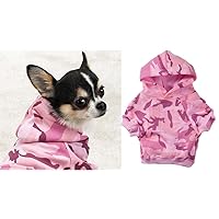 Pink Camo Dog Hoodies Cute 100% Cotton Kangaroo Pocket Sweatshirt (Small)