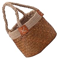 ERINGOGO Straw Hand-held Flower Basket Rustic Candy Basket Flower Arrangement Basket African Shopping Basket Seagrass Picnic Basket Gift Storage Basket Flowers Bridesmaid Leather Toy Basket