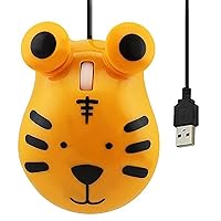Cute Animal Tiger Shape Ergonomic Wired Corded Mouse,USB Optical Mice 1600DPI 3 Buttons with 3.2 Feet Cord for Notebook Desktop Laptop Computer Portable Mini Mouse Gift for School Kids Children
