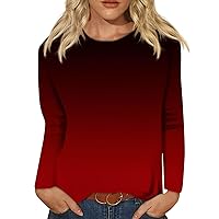 Work Tops for Women, Women's Fashion Casual Round Neck Long Sleeve Printed T-Shirt Top