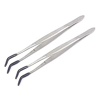 OdontoMed2011 Pack Of 2 Tweezers Bent Tip Tweezers With Rubber Tips Pvc Coated Jewelry Hobby Crafts Tools 'Meriam