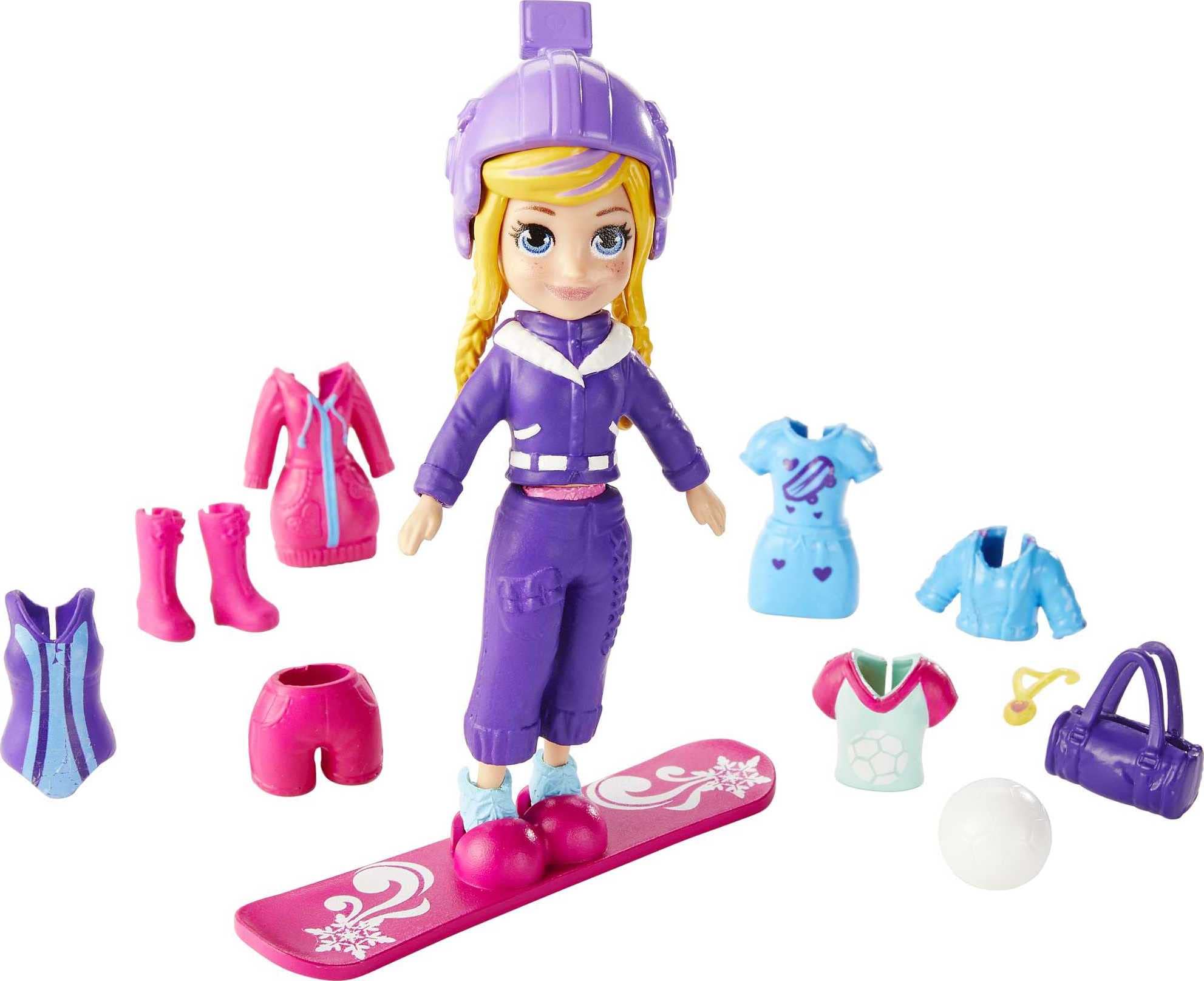 Polly Pocket Travel Toy Playset with Four (3-Inch) Dolls and 40+ Fashion Accessories, Themed Characters Fashion Pack (Amazon Exclusive)