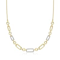 Ross-Simons 0.25 ct. t.w. Diamond Elongated-Link Necklace in 18kt Gold Over Sterling. 18 inches
