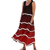 Linen Maxi Dress Women Boho Summer Dress 2024 Vacation Sleeveless Backless Loose Tshirt Long Casual Swing Sundress
