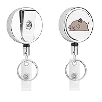 Blueberry Pig Cute Badge Holder Clip Reel Retractable Name ID Card Holders for Office Worker Doctor Nurse
