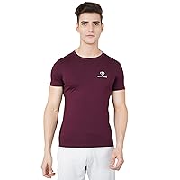 Saint Monk Men's Sport Style Left Chest Short Sleeve T-Shirt (Brown)