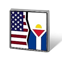 United States and French Saint Martin Flag Lapel Pin Square Metal Brooch Badge Jewelry Pins Decoration Gift
