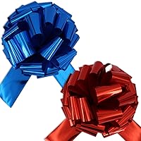 12 inch Bows -1 Metallic Blue Large Gift Bow, 1 Metallic Red Big Bow for Presents - Practical and Stylish - Large Bow Ideal for Special Occasions - Arrive Flat
