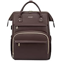LOVEVOOK Leather Laptop Backpack for Women 15.6 inch,Travel Backpack Purse Nurse Teacher Backpack Computer Laptop Bag,Professional College Business Work Bags Carry On Backpack with USB Port,Coffee