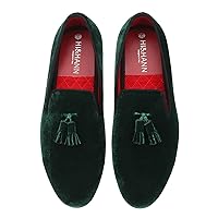 Tassel Men's Velvet Loafer Shoes Slip-on Loafer Round Toes Smoking Slipper