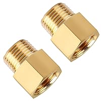 Brass Pipe Fitting, SUNGATOR 1/2 Inch Male Pipe x 1/2 Inch Female Pipe Brass Fitting Adapter, 1/2'' NPT Male to 1/2'' NPT Female Pipe Fitting Adapter, 1/2'' Brass Pipe Extension Fittings, Pack of 2