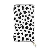 YISHOW Dalmatian Dog Pattern Wallet Slim Thin Leather Purse Wallet With Zip Around Clutch Casual Handbag For Phone Key Credit Cards