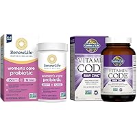 Renew Life Womens Wellness #1 Selling Women's Probiotic,** Womens Care Probiotic & Garden of Life Zinc Supplements 30mg High Potency Raw Zinc and Vitamin C Multimineral Supplement