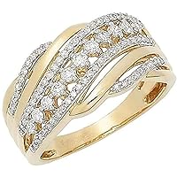 Round Cut D/VVS1 Diamond Engagement Anniversary Wedding Curved Ring for Men's 14k Gold Plated 925 Sterling Silver