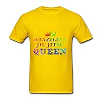 TTFY Brazilian Jiu Jitsu Queen Men Yellow Cotton Round Collar Shirts S