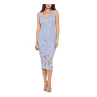 Xscape Womens Lace Floral Midi Dress Gray 4