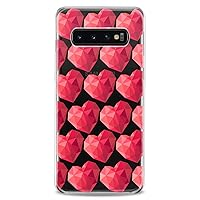 Case Compatible with Samsung S24 S23 S22 Plus S21 FE Ultra S20+ S10 Note 20 S10e S9 Geometric Hearts Cute Woman Slim fit Red Lovely Glam Print Pattern Design Flexible Silicone Cute Clear Girly