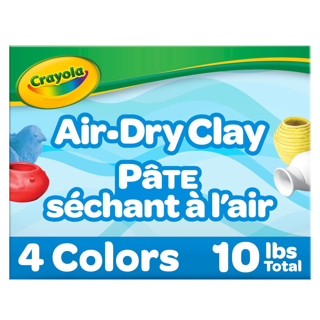 Crayola Air Dry Clay, Classic Colors, Bulk (4) Set of 2.5 lb. Resealable Buckets, Modeling Clay Alternative for Kids