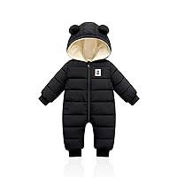Baby Girls Boy Snowsuit Romper, Infant Jumpsuit Winter Clothes, Newborn Hooded Footed Puffer Bodysuits 0-24 Months