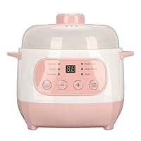 Electric Stew Pot, 200W 1 L Digital Electric Rice Cooker with Lid, Small Ceramic Stew Cooker Built in Timer, Makes Soups, Stews, Porridges, Grains and Cereals for Individuals (US