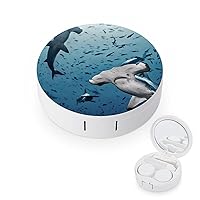 Hammerhead Sharks Contact Lens Case Portable Cute Eye Contacts Travel Kit with Mirror Container Holder Box