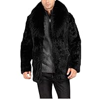 Lisa Colly Men's Faux Fur Coat Winter Warm Thicker Long Jacket Overcoat Parka Outwear