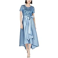 R&M Richards Womens Sequin Gown Dress, Blue, 12
