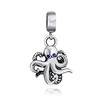 Ocean Blue Enamel Siren Mermaid Aquatic Nautical Sea Blow Fish Octopus Vacation Charm Bead For Women Teen .925 Sterling Silver Fits European Bracelet
