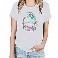 Teen Girls Happy Easter Shirt, Women Funny Bunny Rabbit T Shirt Letter Print Holiday Tops Outfits Short Sleeve Tees