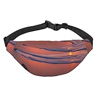 Octopus Beach Sunset Waist Bag For Women And Men Fashion Large Fanny Pack With Adjustable Strap For Sports Running