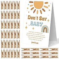 Don't Say Baby Clothespin Game, 1 Sign and 50 Mini Clothespins, Here Comes the Sun Baby Shower Decorations, Baby Shower Games, Gender Reveal Games, Gender Neutral Baby Shower Supplies-A1