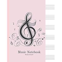 Music Notebook Wide Staff: Manuscript Paper for Kids | Music Composition Book Wide Staff | Song Writing Journal for Kids | 6 Staves per Page | 8.5