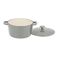 Chef's Classic Enameled Cast Iron 3-Quart Round Covered Casserole, Gray/Sage