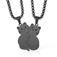 Cat Couples Necklace Cute Cat Hugging Puzzle Matching Necklaces Gift for Valentine's Day
