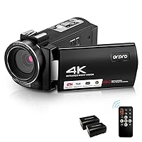 ORDRO Video Camera 4K Camcorder UHD 2160P 48MP Digital Camera Night Vision Camcorder Camera Recorder 3 inch IPS Touchscreen Vlogging Camera for YouTube with Remote and 2 Batteries, No SD Card(Black)